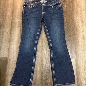 Paisley Sky Dark Blue Flare Jeans